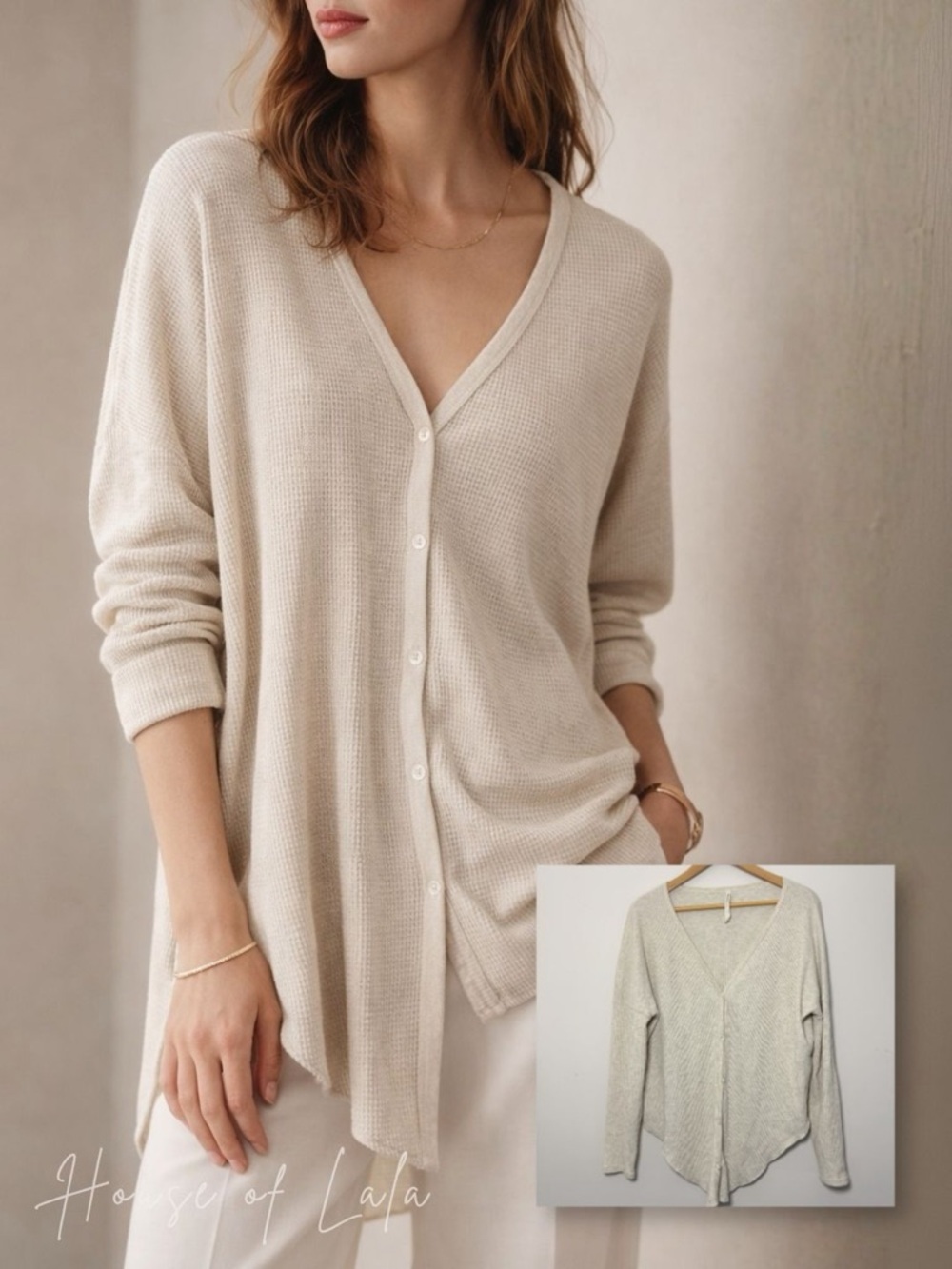 Babaton Waffle Knit Cardigan Oat Oversized Neutral Aritzia Small